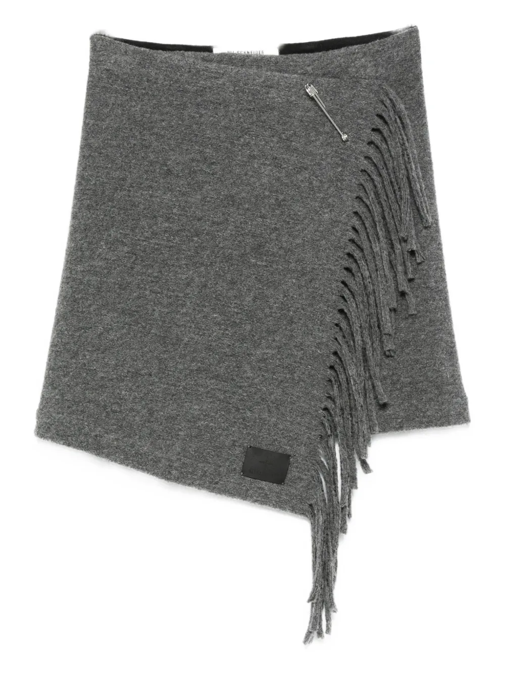 

Шерстяная юбка мини с бахромой Uli Schneider, серый