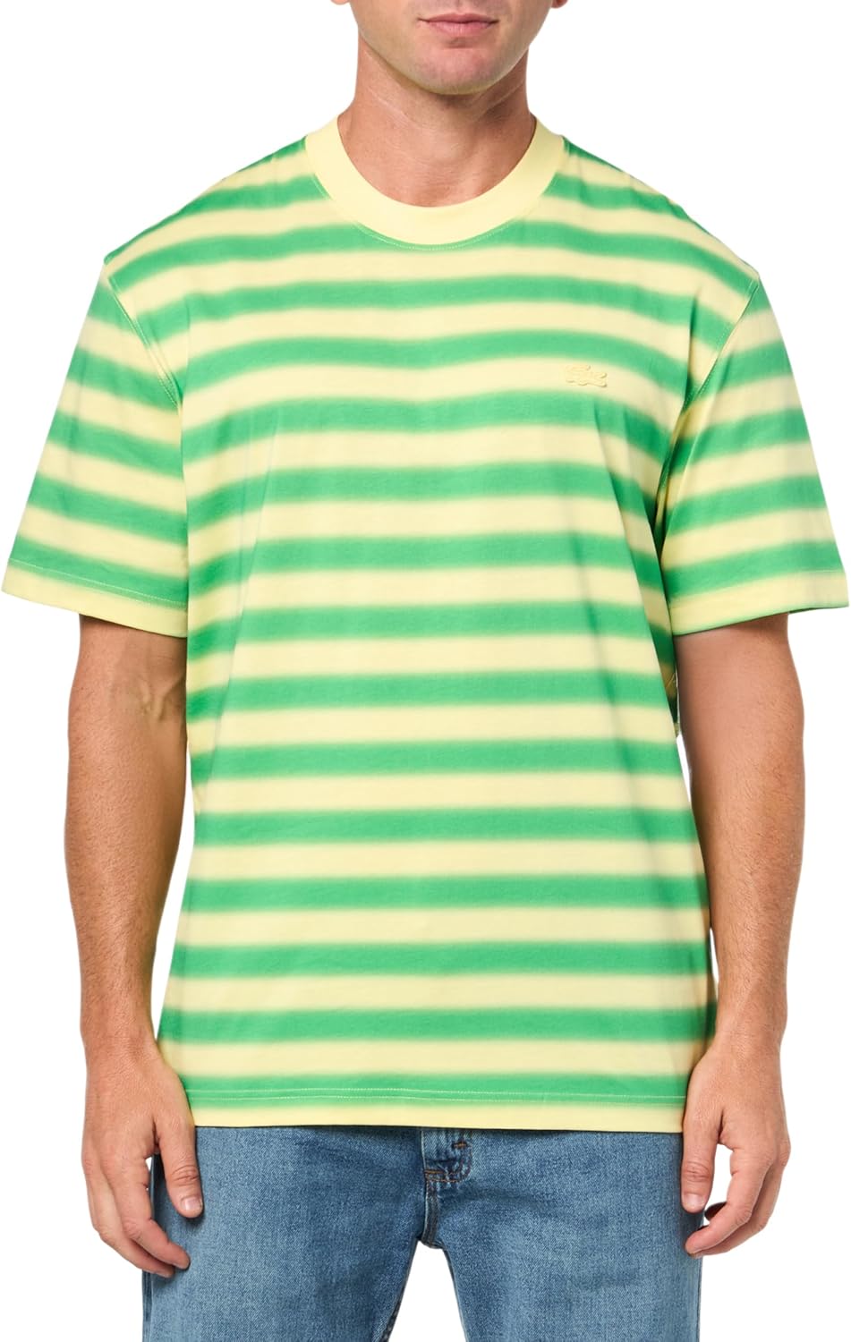 

Мужская футболка Lacoste Classic Fit средней толщины в полоску Classic Fit, Calathea Green, Liamone Green, & Yellow, Зеленый, Мужская футболка Lacoste Classic Fit средней толщины в полоску Classic Fit, Calathea Green, Liamone Green, & Yellow