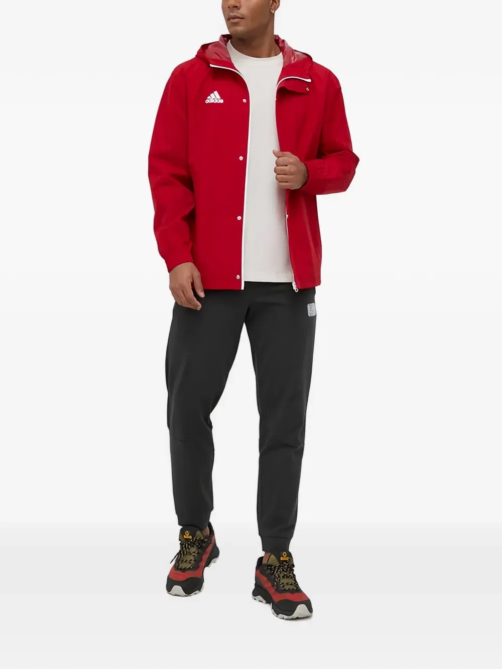 Куртка на молнии с капюшоном Adidas, красный — фото 2