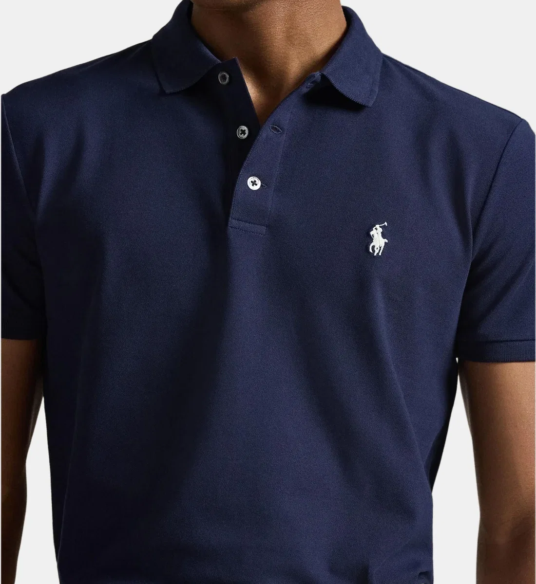 Фирменное прямое поло полуприлегающего кроя из хлопка POLO RALPH LAUREN, синий — фото 4