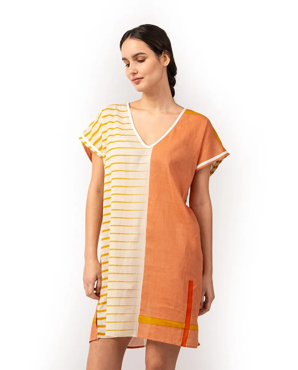 

Пляжное платье из хлопка Blue Horizon с оранжевым геометрическим принтом Abbacino, оранжевый