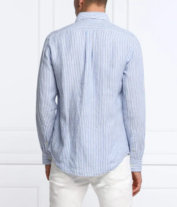 Льняная рубашка Slim fit Polo Ralph Lauren, синий — фото 4