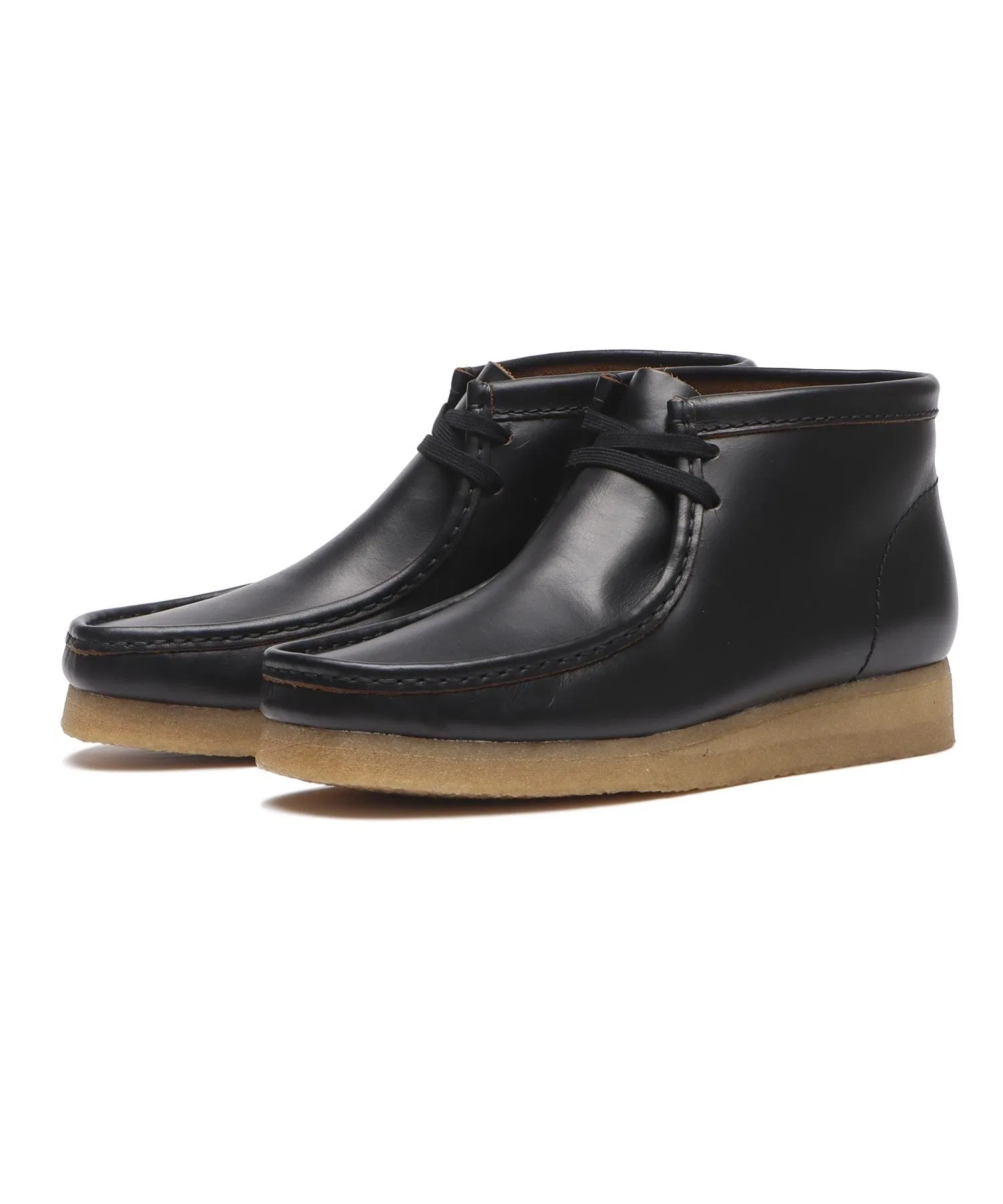 Мужские мокасины из натуральной кожи Clarks WALLABEE BOOT чёрные — фото 3