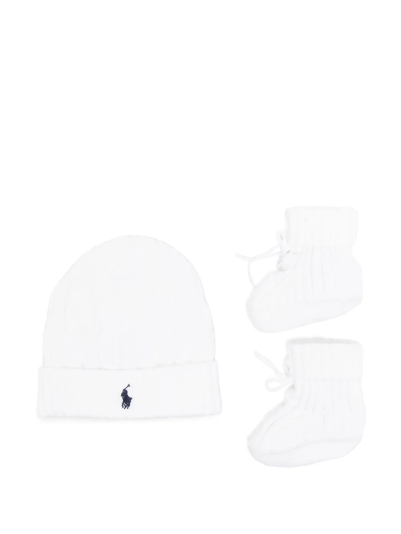 

POLO RALPH LAUREN KIDS комплект из шапки и пинеток, белый