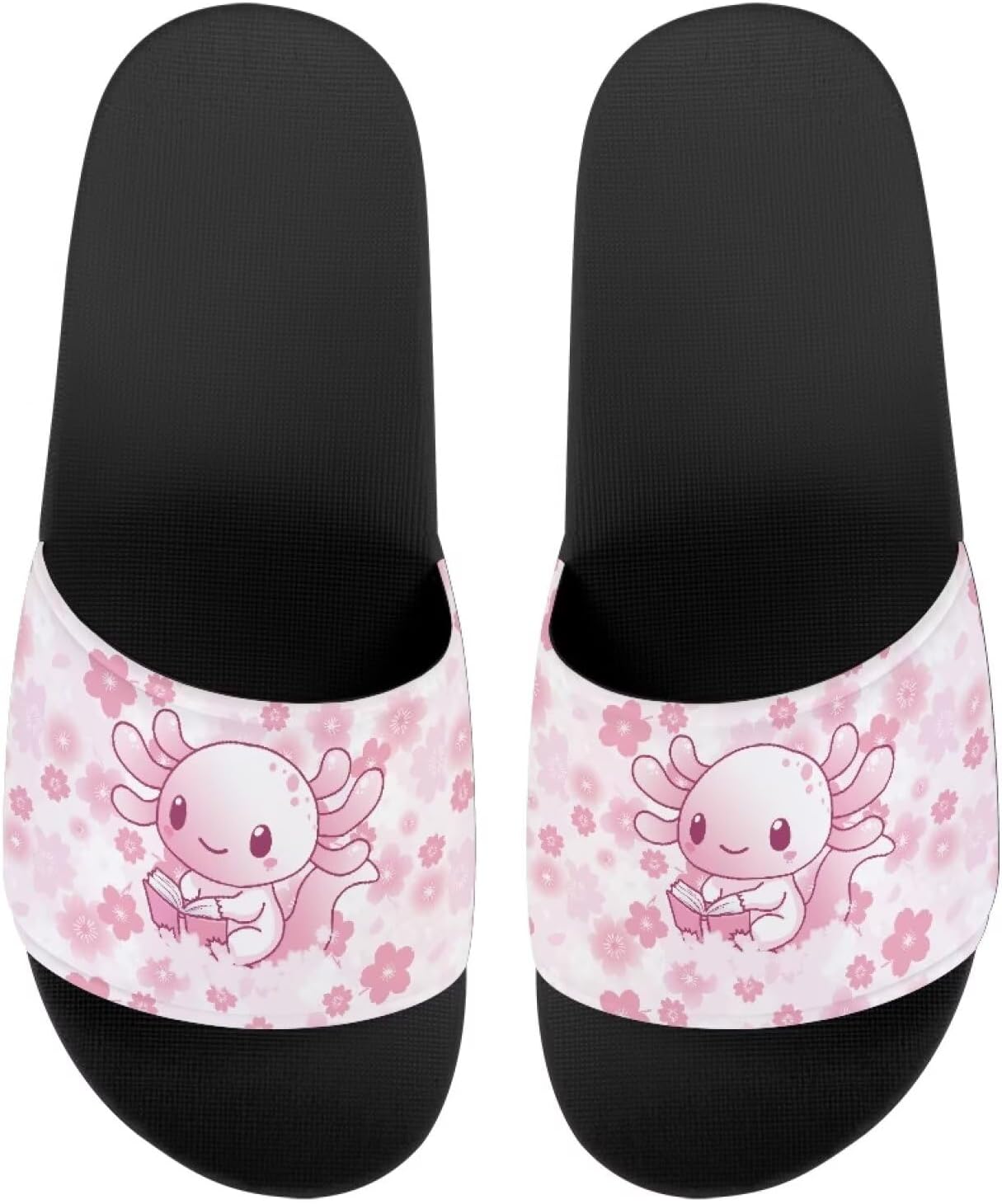 

Сандалии EVA с одной полосой, с рисунком подсолнухов, с мягкой подошвой, открытым носком, противоскользящие, на плоской подошве для женщин и мужчин Drnuikhe, Flower Axolotl