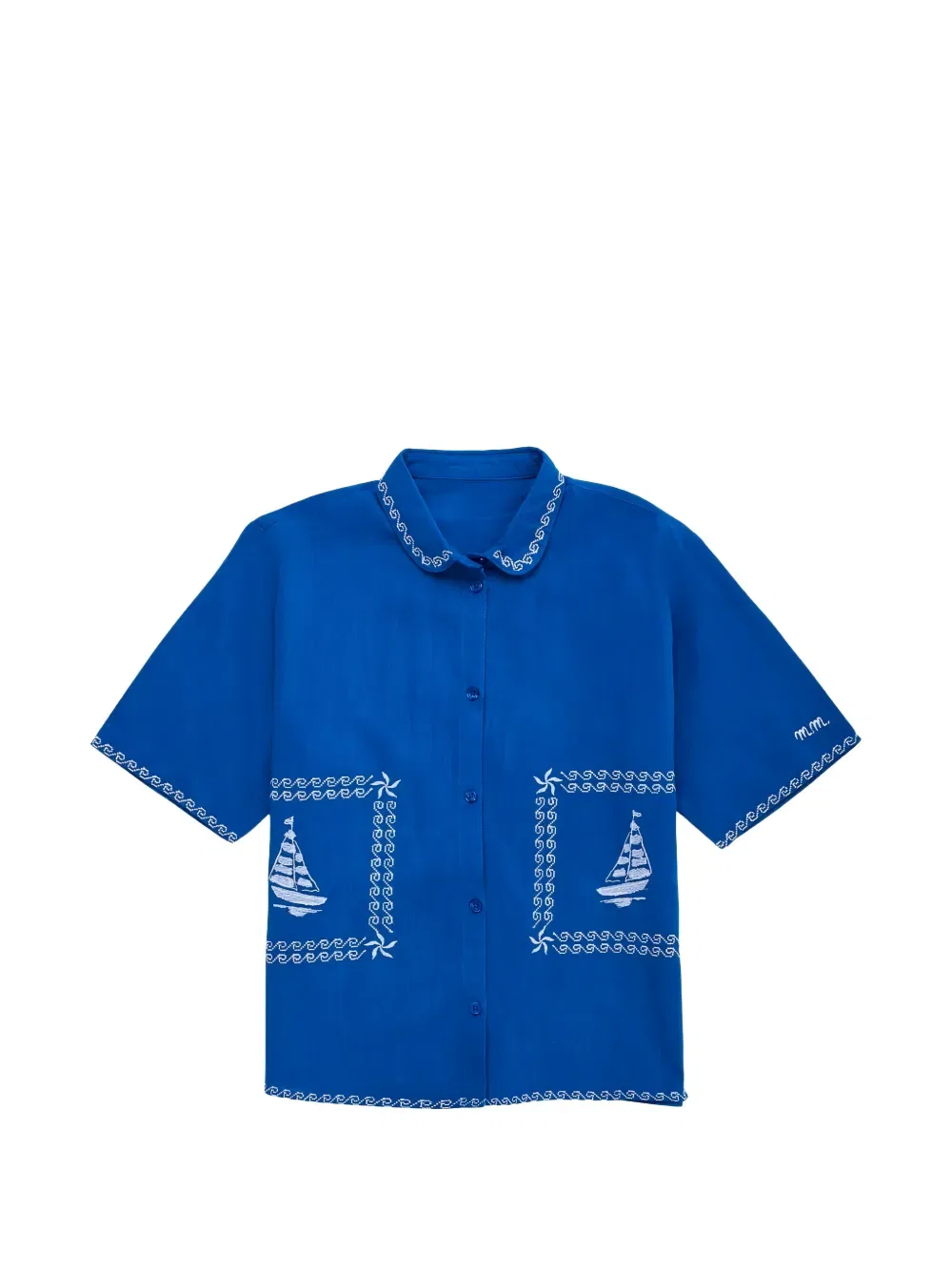 Вышитая рубашка Barcos Maison Mangostan Kids, синий