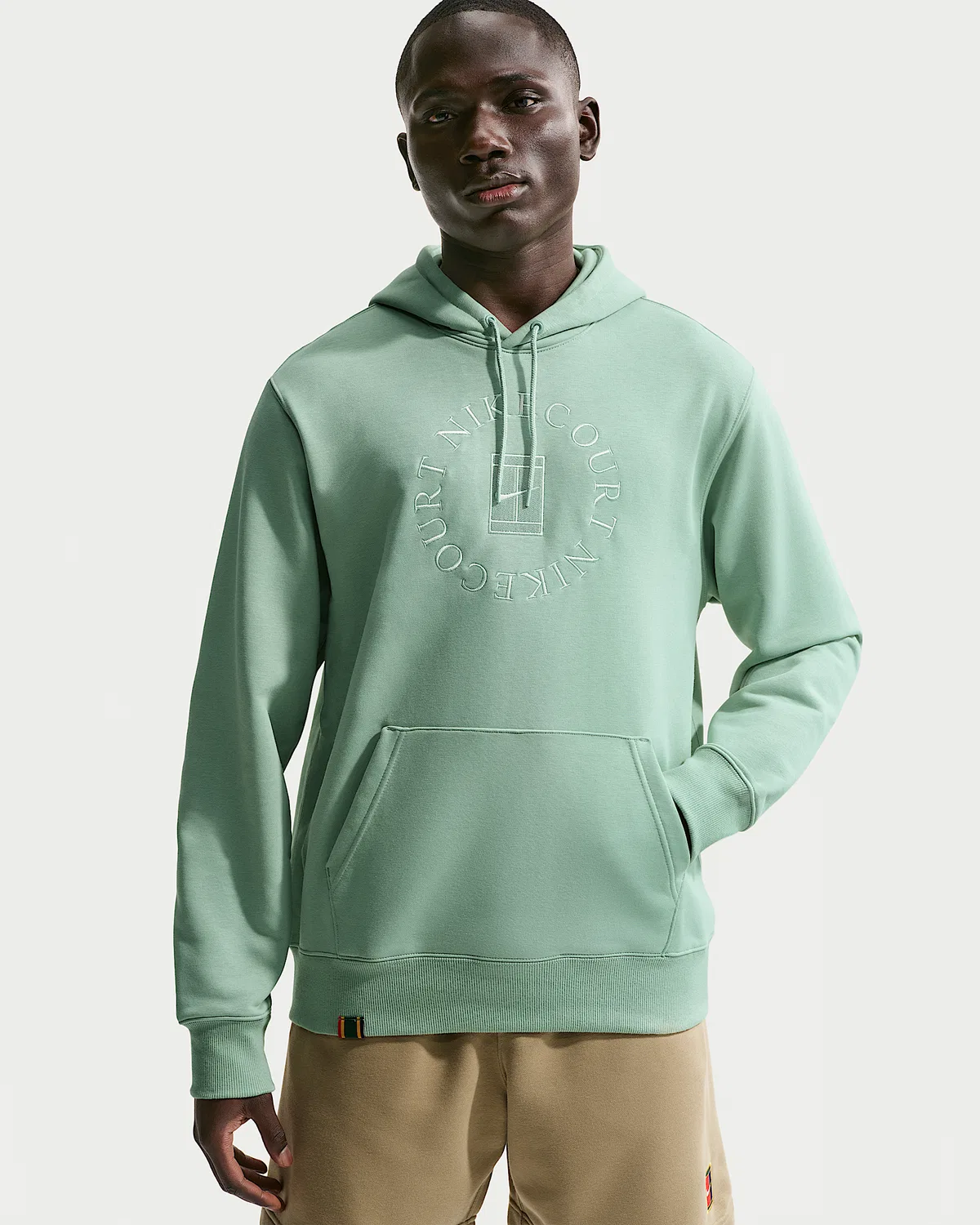 Мужская теннисная худи-пуловер NikeCourt Heritage Dri-FIT French Terry, Steam