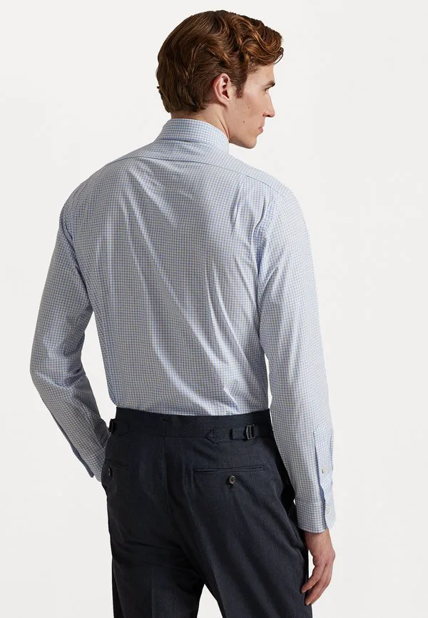 Рубашка из эластичного поплина в клетку, сшитая на заказ. Polo Ralph Lauren, White/Harbor Island Blue — фото 3