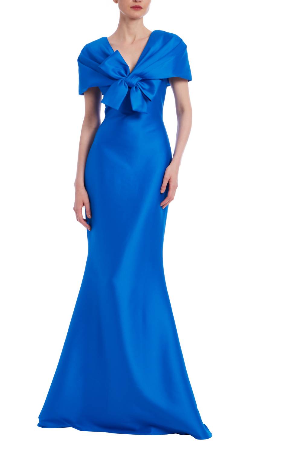 

Платье-русалка с короткими рукавами цвета кобальта Badgley Mischka, Cobalt