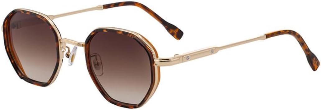 

Классические маленькие восьмиугольные солнцезащитные очки для женщин, роскошная винтажная металлическая оправа, многоугольные очки для вождения с защитой от УФ-излучения UV400 UATXTAU, C5golddoublebrown