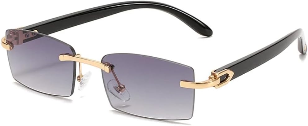 

Модные маленькие прямоугольные женские солнцезащитные очки в винтажном стиле без оправы, прозрачные с градиентом «океан», мужские солнцезащитные очки с защитой от УФ-излучения UV400 UUPTTPL, Black Gray Gradient