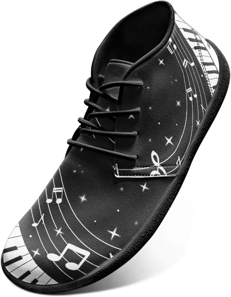 

Ботинки с широкой носочной частью, кроссовки с нотами для женщин и мужчин, модные шнурованные туфли с нулевым перепадом подошвы, минималистичная обувь Chririnla, Music Note Piano Key Stars