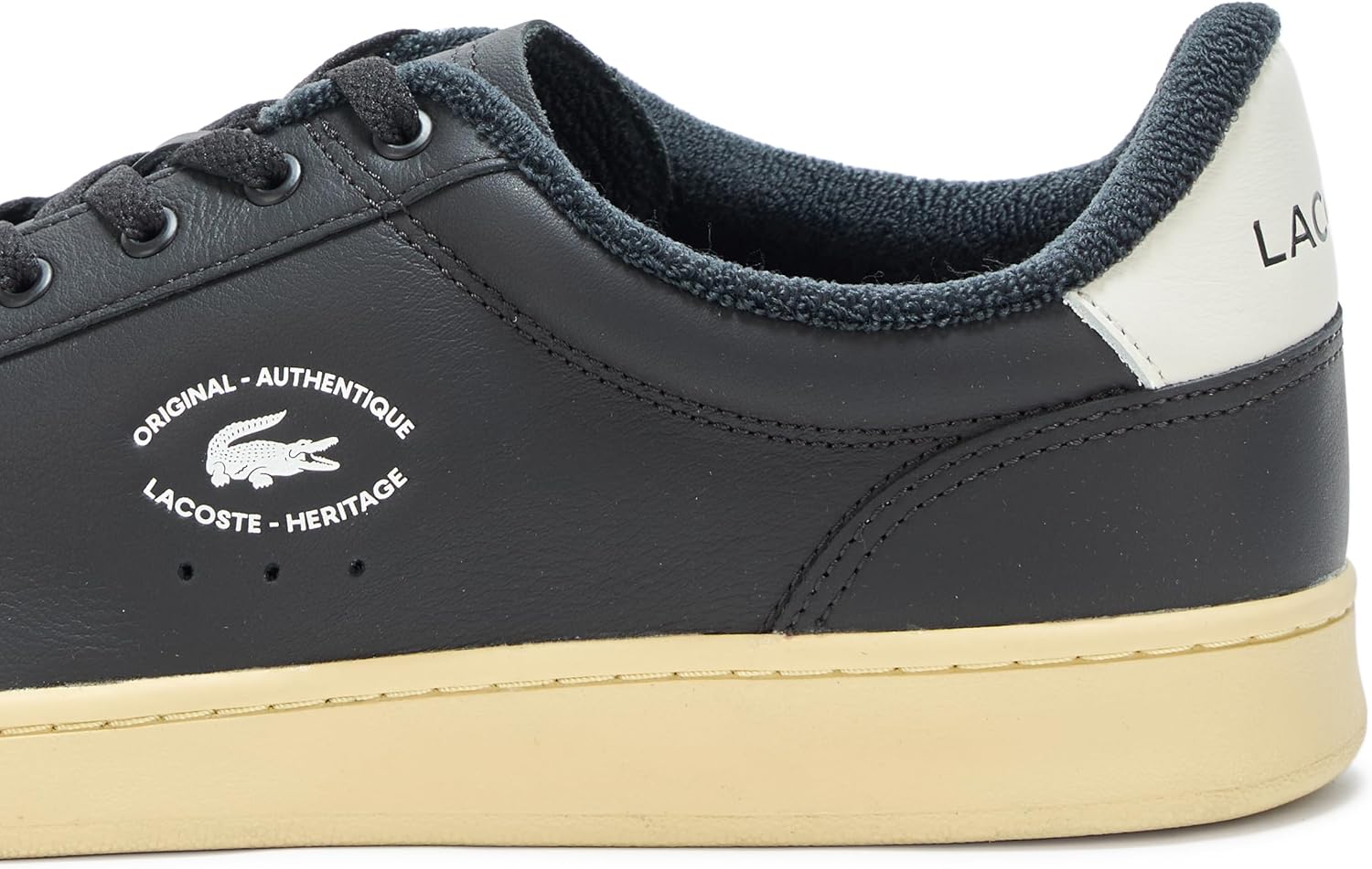 Lacoste мужские кожаные кроссовки Carnaby Set, Black & Light Yellow — фото 4