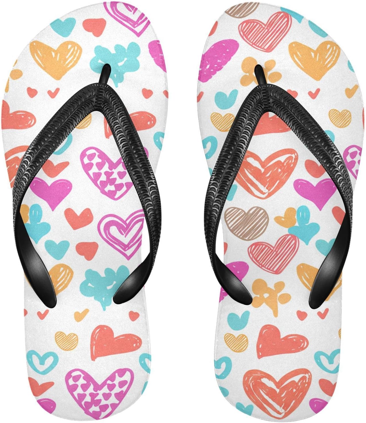 

Цветные пляжные шлепанцы с ручным рисунком сердец для женщин и мужчин, летние повседневные сандалии для душа 20861814 Kfbe, Hearts