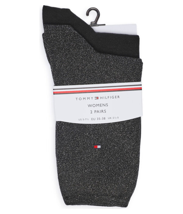 Носки женские Tommy Hilfiger однотонные 2 пары, черный/серы — фото 2