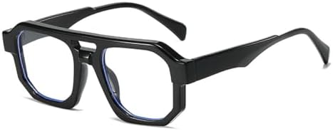 

Солнцезащитные очки с двойной перемычкой, квадратной формы, градиентные, модные, с прозрачными линзами, в стиле ретро-панк, солнцезащитные очки UV400 для мужчин MTZJH, Black Clear