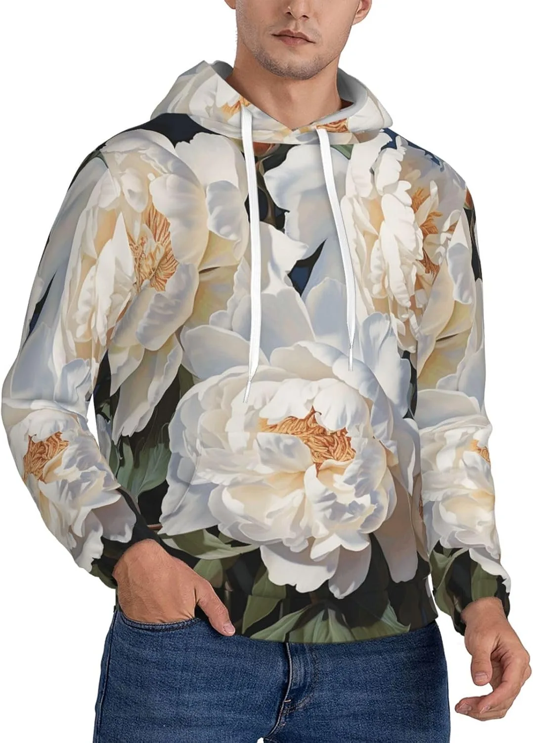 

Мужская флисовая толстовка с капюшоном, белая KKLWEGU