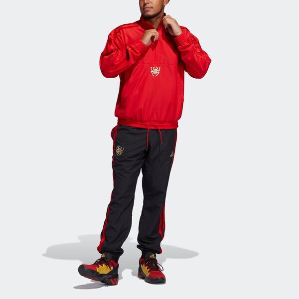 Куртка adidas Cny Dm Po Basketball Casual Sports Half Zipper Jacket Red, красный — фото 2