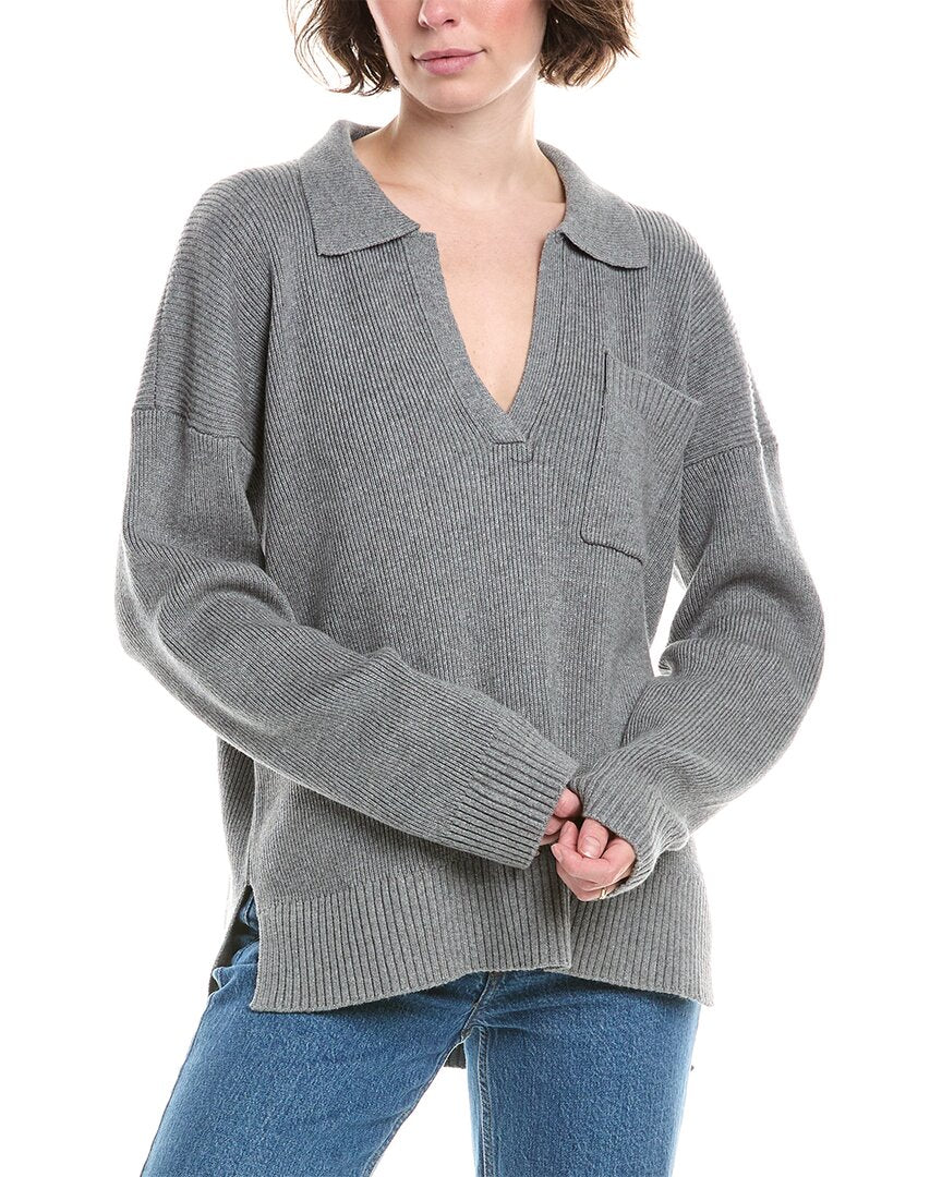 

Великолепный поло свитер из шерсти и шелка Кристен Splendid, серый