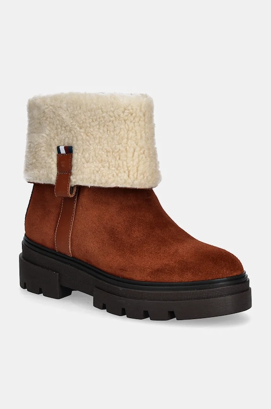 Замшевые ботинки Faux Fur Suede Roll-Down Boot Tommy Hilfiger, коричневый