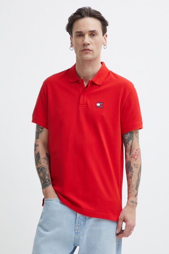 

Хлопковая рубашка-поло Tommy Jeans, красный