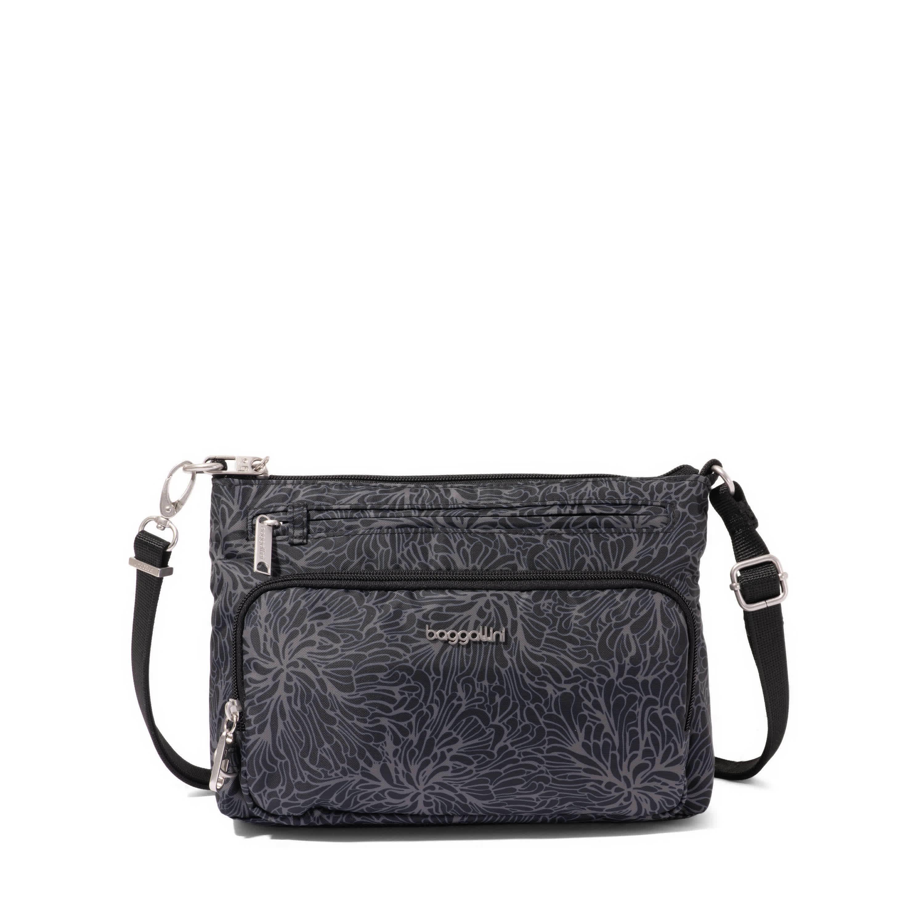 

Сумка через плечо Baggallini Securtex с защитой от кражи на память, midnight blossom print