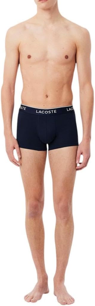 Трусы мужские Lacoste хлопковые с эластичной триколорной резинкой, 3 шт, Navy Blue/Green/Red — фото 2