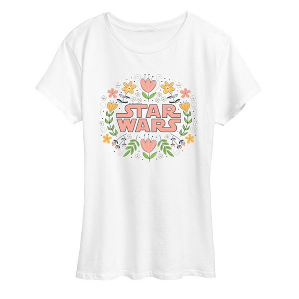 

Футболка женская с цветочным принтом и логотипом Star Wars, White