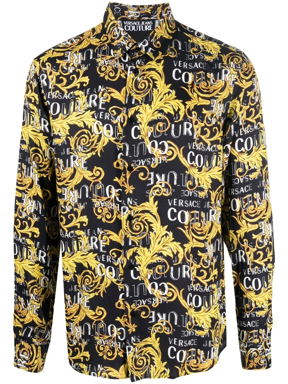 

Рубашка с фирменным принтом в стиле барокко Versace Jeans Couture, черный