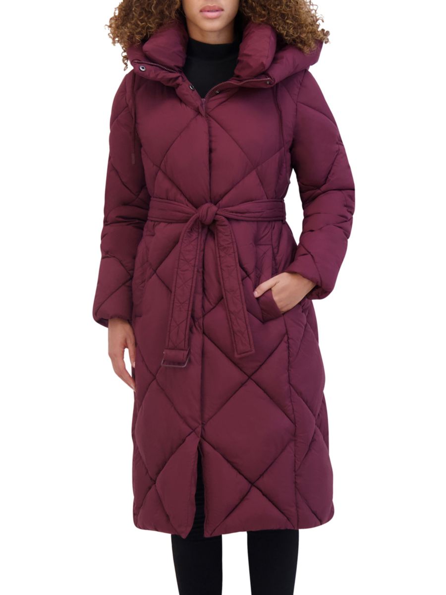 

Пуховик с поясом Kenneth Cole, бордовый, Красный, Пуховик с поясом Kenneth Cole, бордовый