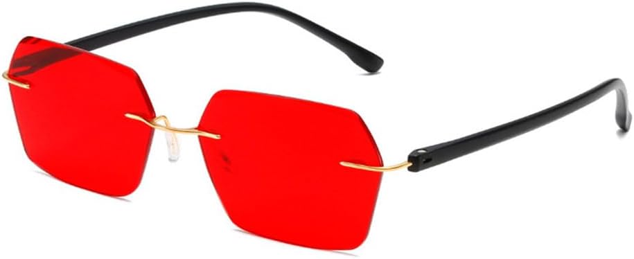 

Модные безободковые солнцезащитные очки Polygon для женщин в стиле ретро с прозрачными линзами с градиентом Ocean, защита от УФ-излучения UV400. Модные солнцезащитные очки для мужчин HVTVTLA, Red