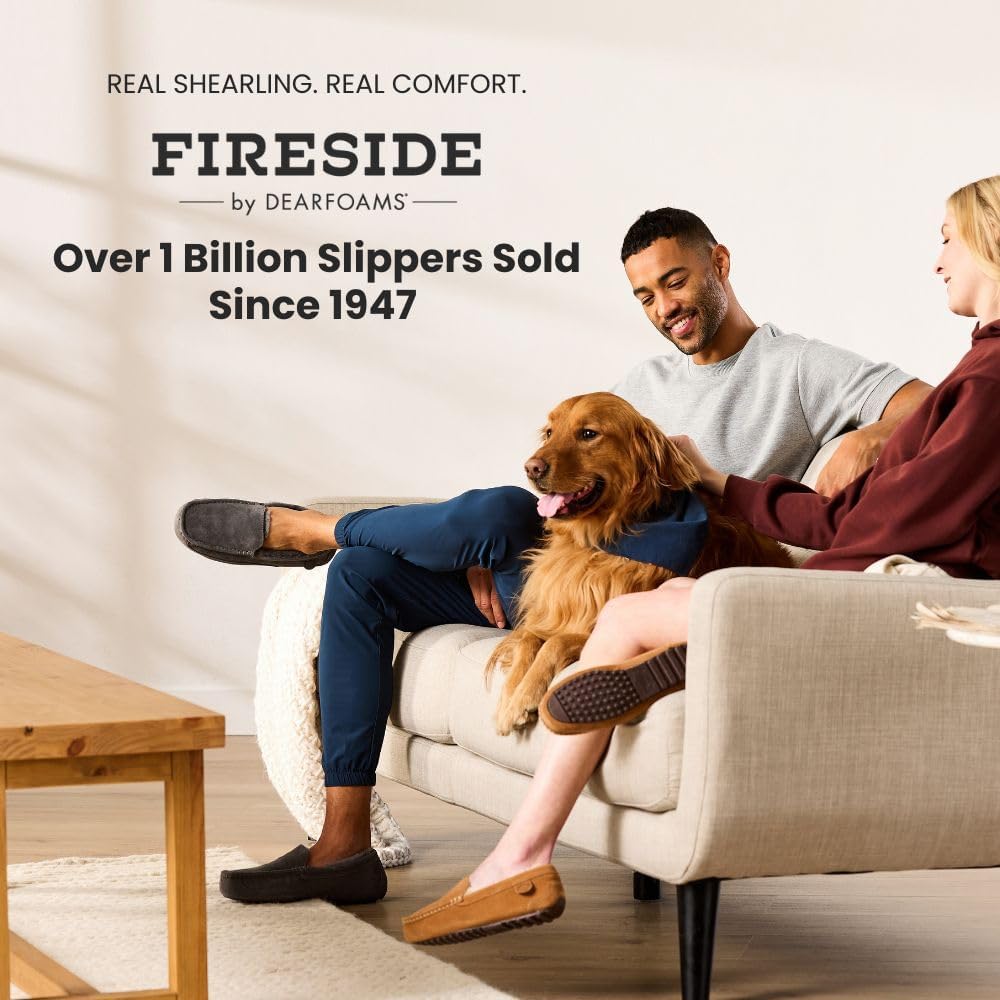 Мужские мокасины Fireside By Dearfoams Melbourne из натуральной овчины, лоферы из пеноматериала с эффектом памяти, домашние тапочки без шнурков, Seagrass — фото 2