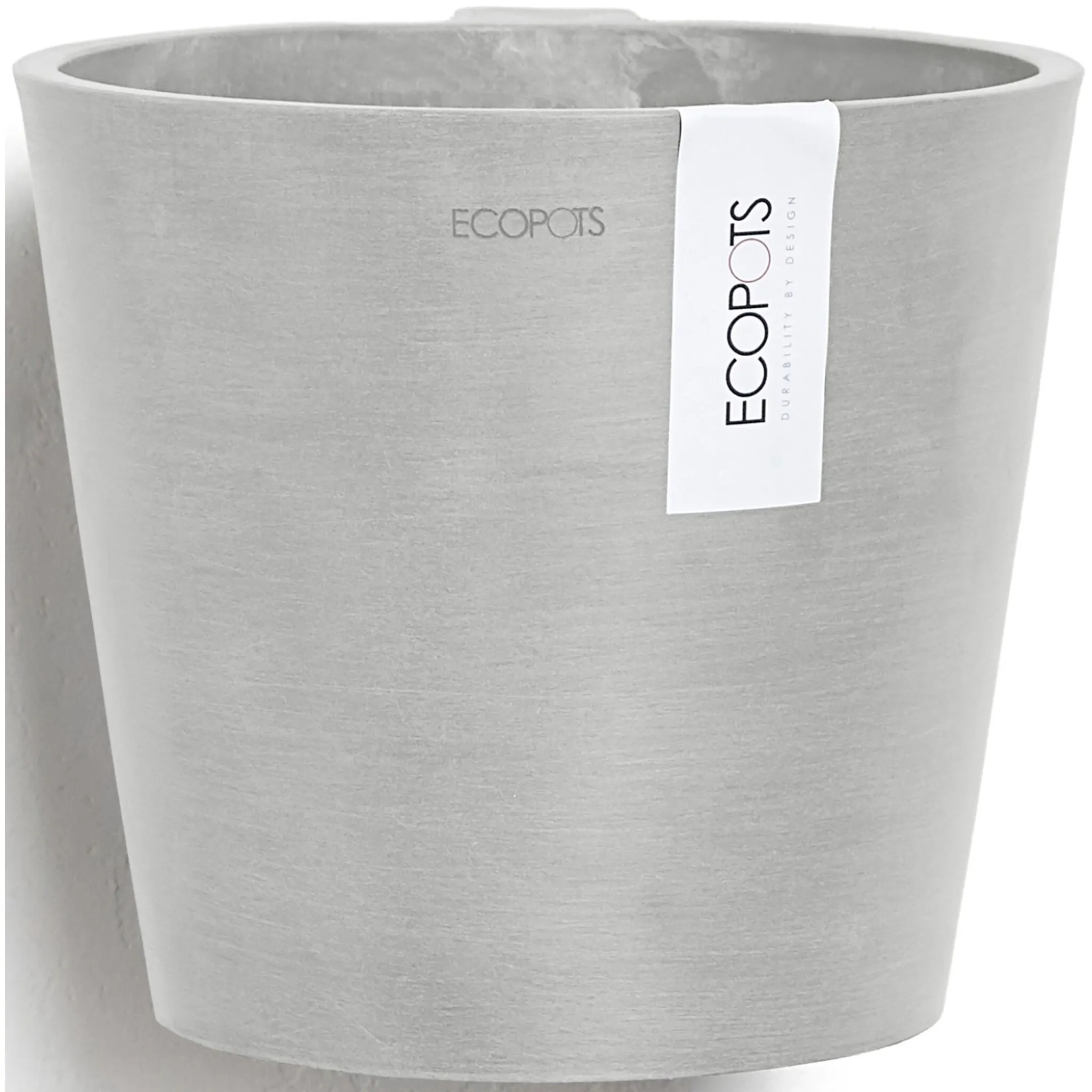 

Цветочный горшок ECOPOTS «Амстердам Стена Белый Серый», для внутреннего и наружного применения: морозоустойчивый, ударопрочный и светостойкий