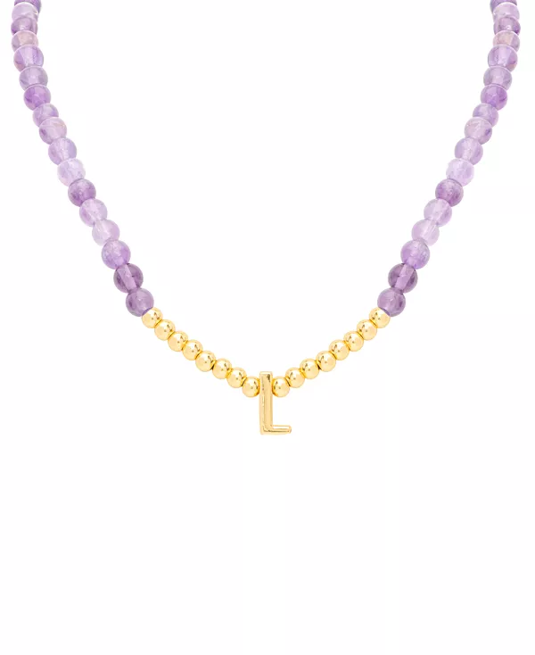 

Ожерелье с подвеской в виде инициала из аметистовых бусин, 18 дюймов (63-5/8 карата) из позолоченного стерлингового серебра Macy'S, l