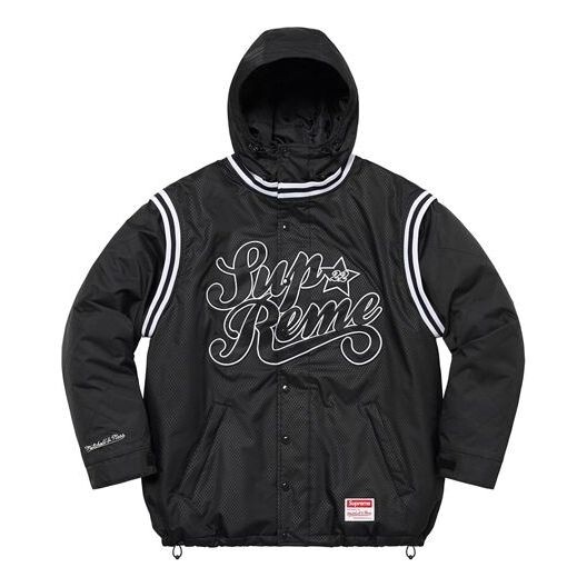 

Куртка x mitchell & ness quilted sports jacket 'black white' Supreme, черный