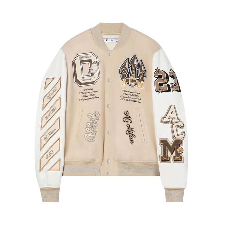 

Куртка Off-White x AC Milan Varsity Jacket Cream/White, кремовый