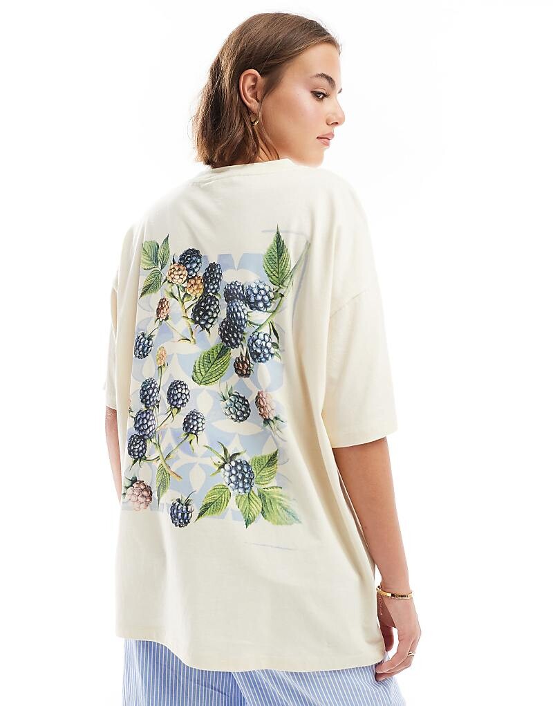 

ASOS DESIGN – футболка оверсайз цвета экрю с принтом Brombeer-Grafik