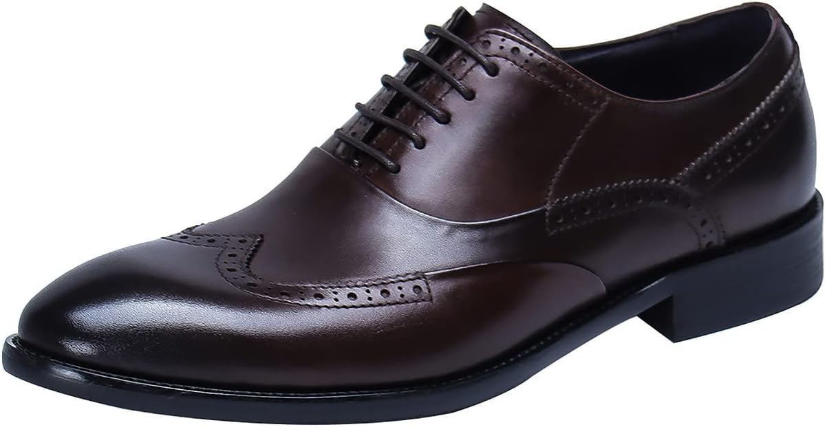 

Мужские оксфорды Santimon, официальная обувь из кожи, классические броги с крыльями, дерби, деловые, для выпускного, свадьбы, стильные, повседневные, удобные прогулочные туфли для мужчин, коричневый