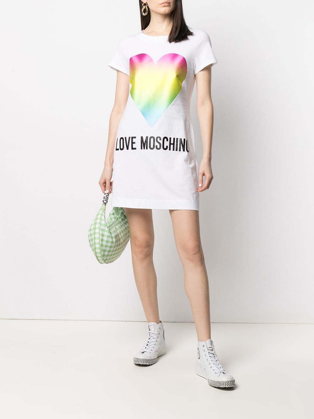 

Белое хлопковое женское платье LOVE MOSCHINO