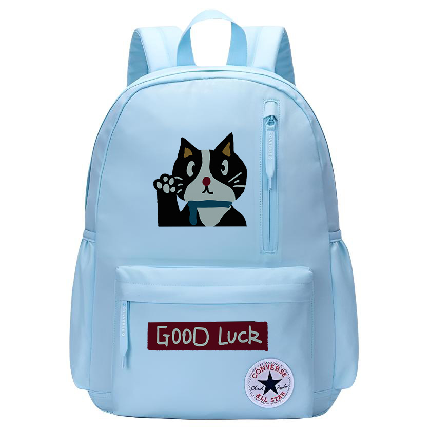 

Converse Полиэстеровый рюкзак женский светло-голубой, Lucky Cat