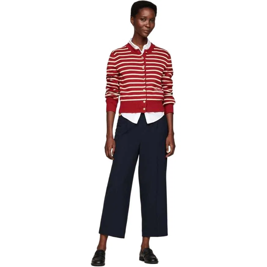 Вязаный джемпер женский Tommy Hilfiger красный с белыми полосками — фото 4