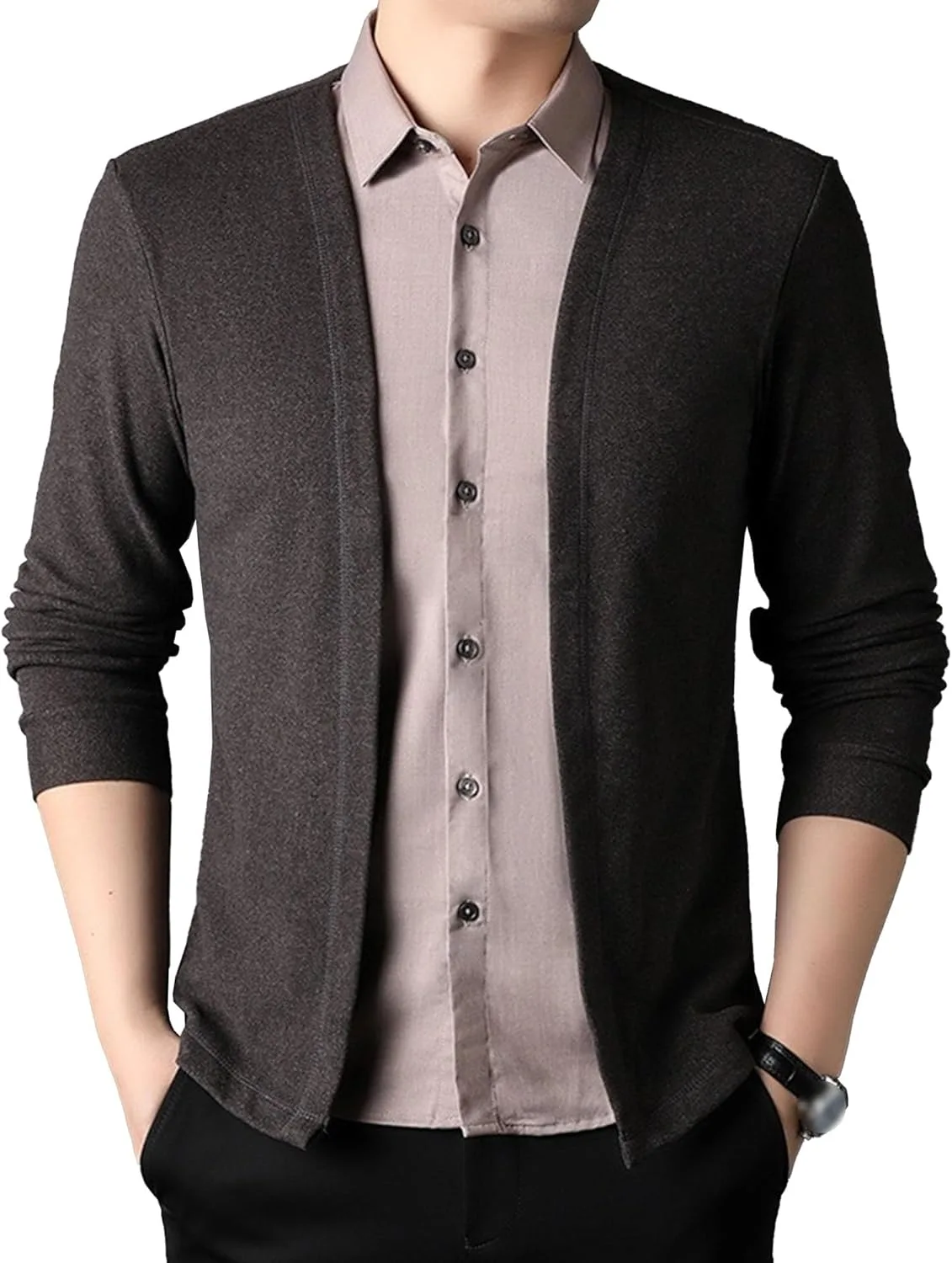 

Мужской стильный вязаный свитер с пуговицами