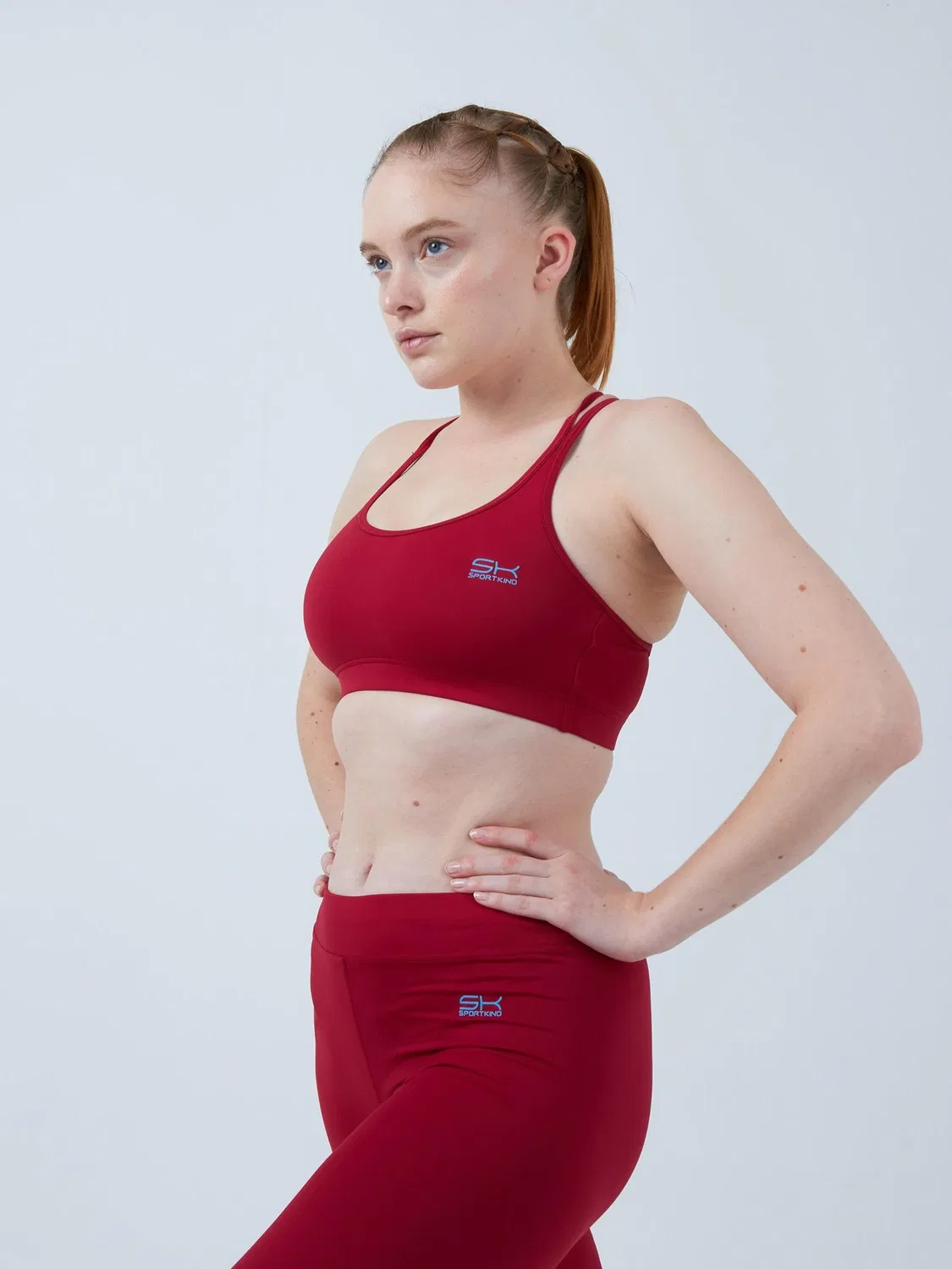 Узкие леггинсы Sportkind 3/4 Sport Leggings в бордовом цвете — фото 4