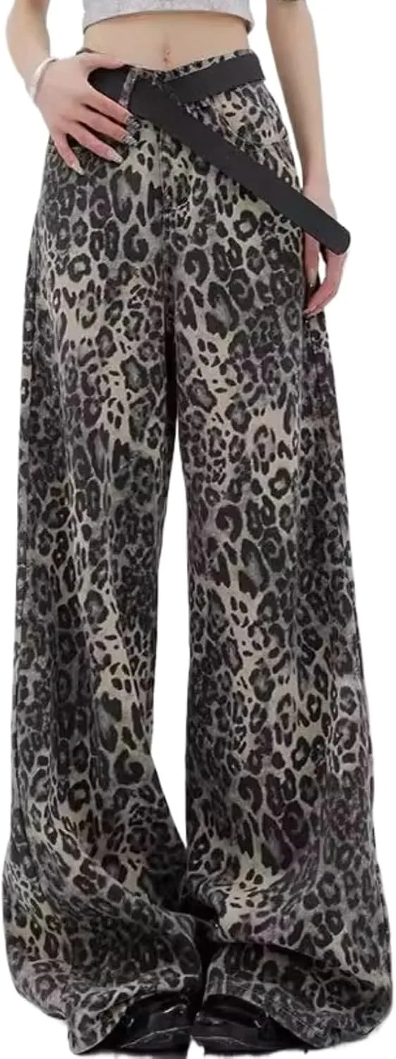 

Джинсы Y2k в стиле карго с леопардовым принтом RONICY