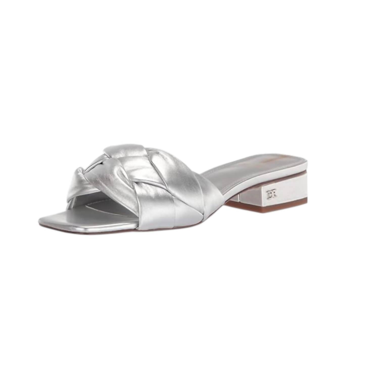 Женские сандалии Dawson Leather Flats из серебристой кожи Sam Edelman, цвет silver leather — фото 2