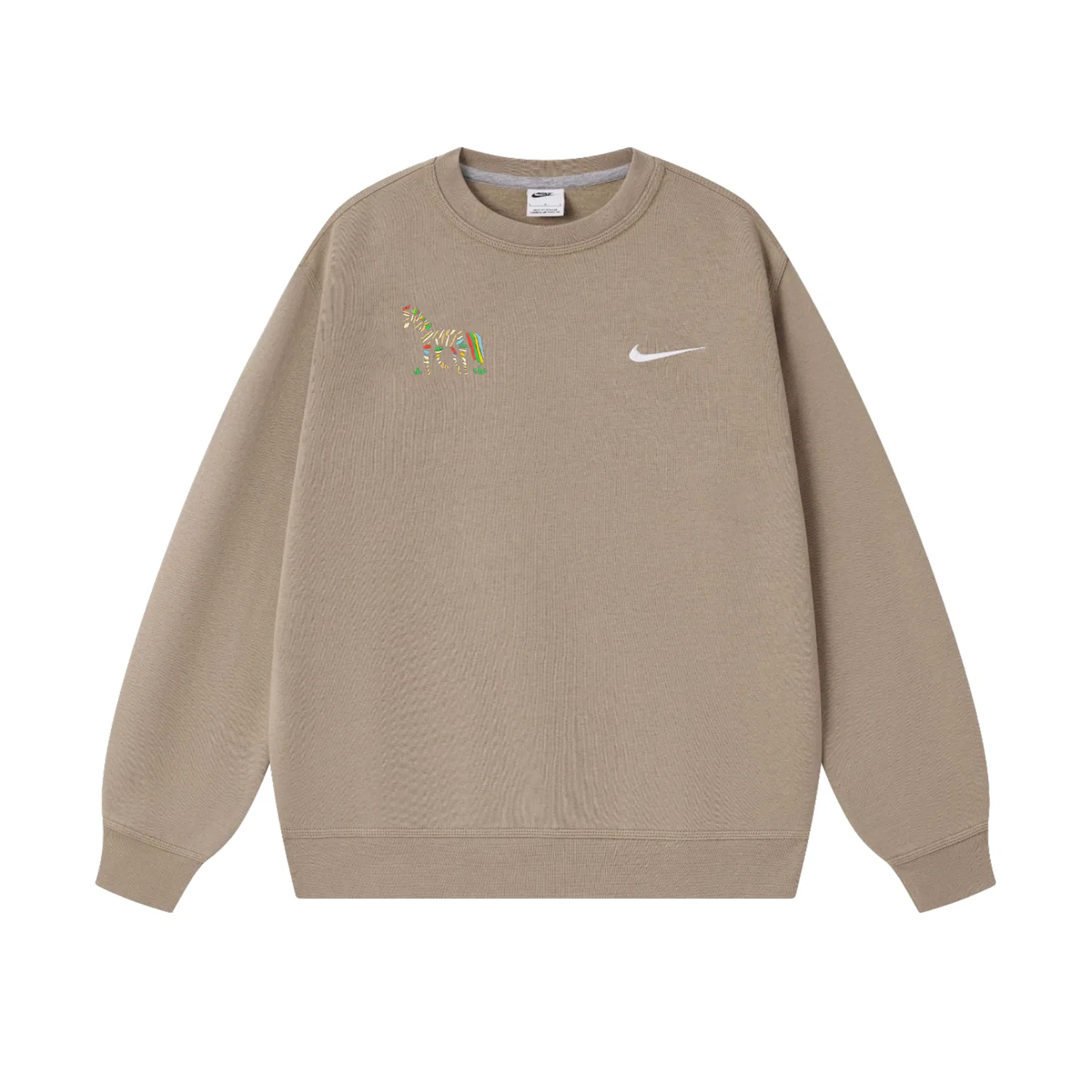 Свитер CNY Collection Horse Year Limited с вышивкой лошади, на флисовой подкладке, с длинным рукавом Nike, Khaki