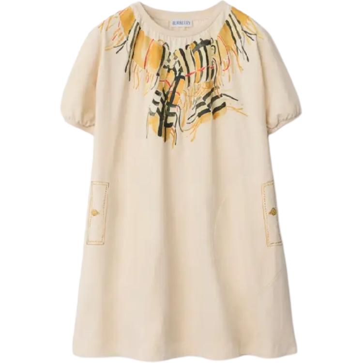 

Детское платье с круглым вырезом, средней длины Burberry, sand