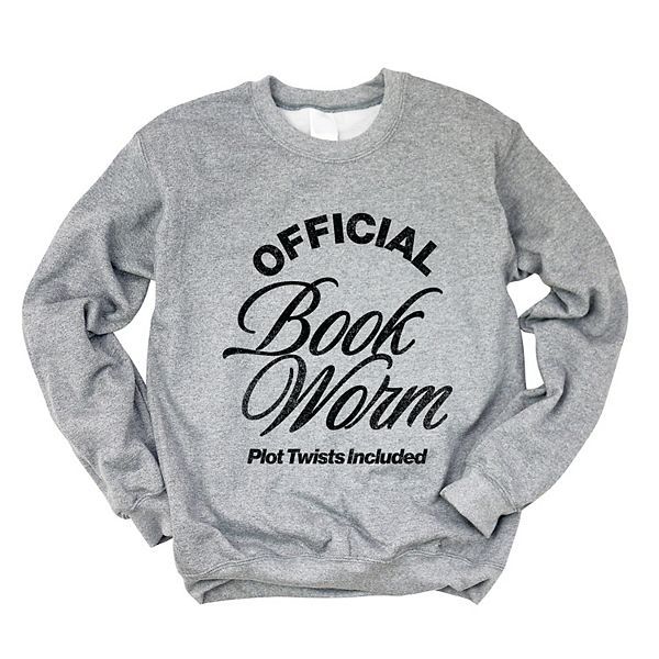 

Женский графический свитшот с принтом "Official book worm plot twists included" Simply Sage Market, Graphite