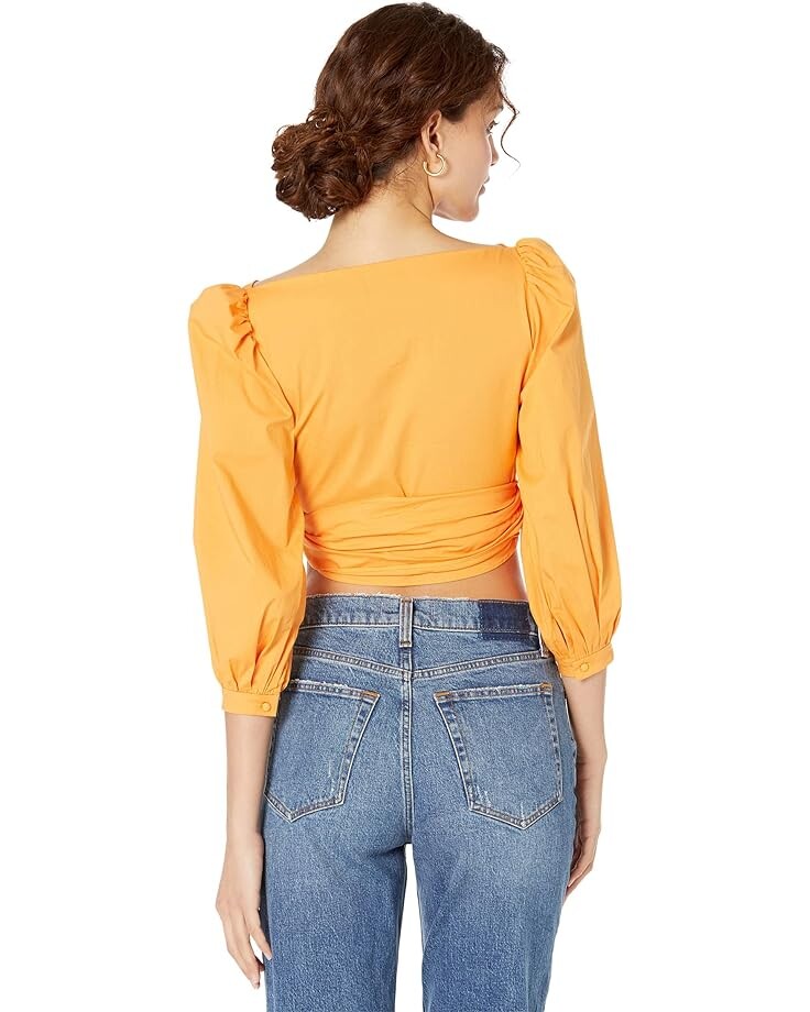 

Топ WAYF Jada Puff Sleeve Wrap Top, цвет Cantaloupe