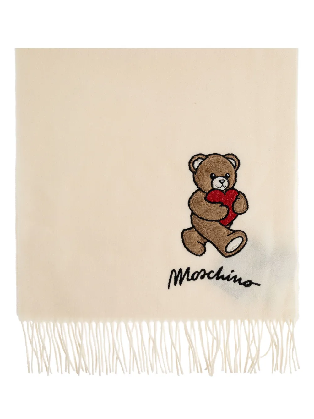 

Шерстяной шарф с вышивкой Moschino, нейтральный